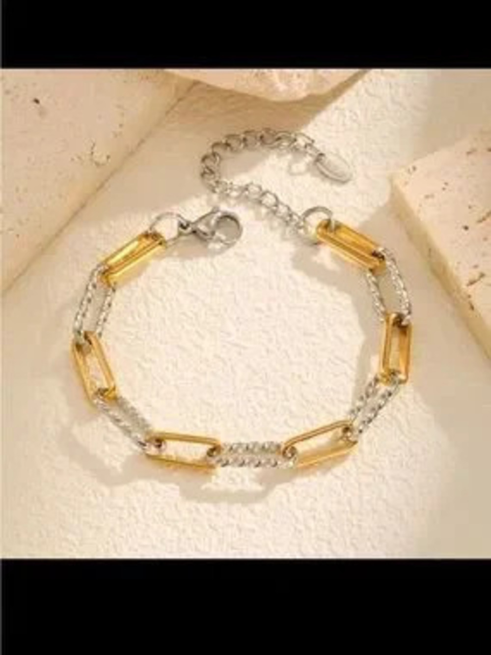 Anthropologie Two-Tone Gold and Silver Link Bracelet
